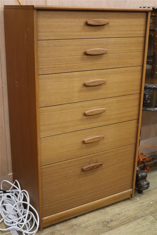 A 1960s Austin Suite teak chest of drawers W.64cm